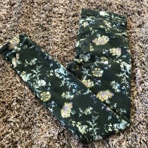 Olive Green Floral Jeans